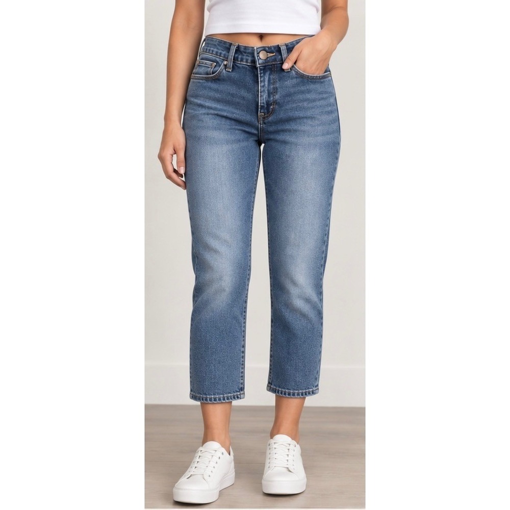 Articles of Society Womens 29 Blue Wash Straight Leg Cropped Jeans Stretch Denim